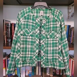 Cabi Sophia Green plaid tweed jacket. Women's medium